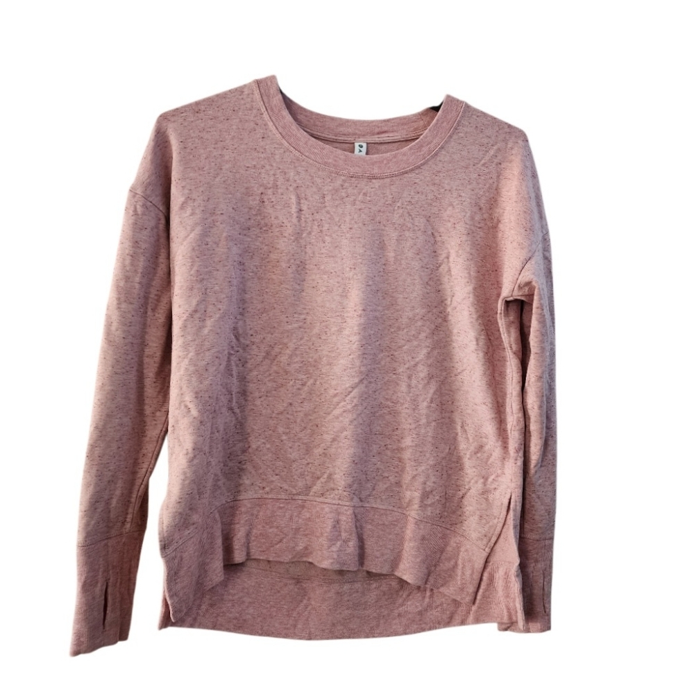 Athleta Womens Long Sleeve Crew Neck Sweatshirt Size S Hi Low Hem Pink